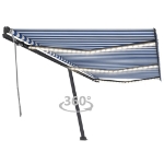 Tenda da Sole Retrattile Manuale con LED 600x300cm Blu e Bianco