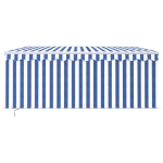Tenda Sole Retrattile Manuale con LED 3x2,5m Blu e Bianco