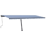 Tenda da Sole Retrattile Manuale con LED 600x350 cm Blu Bianco
