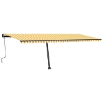 Tenda da Sole Retrattile Manuale LED 600x350 cm Giallo Bianco