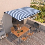 Tenda da Sole Retrattile Manuale 500x350 cm Blu e Bianca