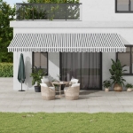 Tenda da Sole Retrattile Manuale Antracite e Bianco 600x350 cm