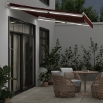 Tenda da Sole Retrattile Manuale con LED Bordò 350x250 cm