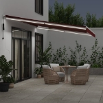 Tenda da Sole Retrattile Automatica con LED Bordò 500x350 cm