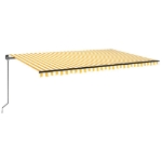 Tenda da Sole Retrattile Manuale LED 350x350 cm Gialla e Bianca