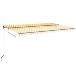 Tenda da Sole Retrattile Manuale LED 350x350 cm Gialla e Bianca