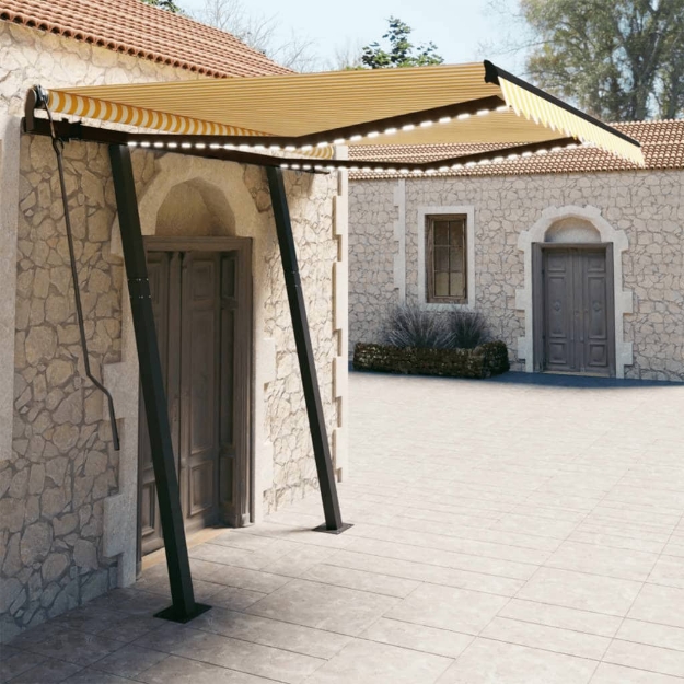 Tenda Automatica Sensore Vento LED 3x2,5 m Gialla Bianca