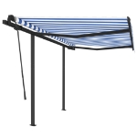 Tenda da Sole Retrattile Automatica Pali 3,5x2,5m Blu e Bianca