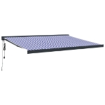 Tenda da Sole Retrattile Blu e Bianca 4x3 m Tessuto e Alluminio