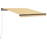 Tenda da Sole Manuale con LED 300x250 cm Gialla e Bianca