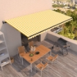 Tenda da Sole Retrattile Automatica 600x350 cm Gialla e Bianca