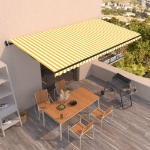 Tenda da Sole Retrattile Automatica 600x350 cm Gialla e Bianca