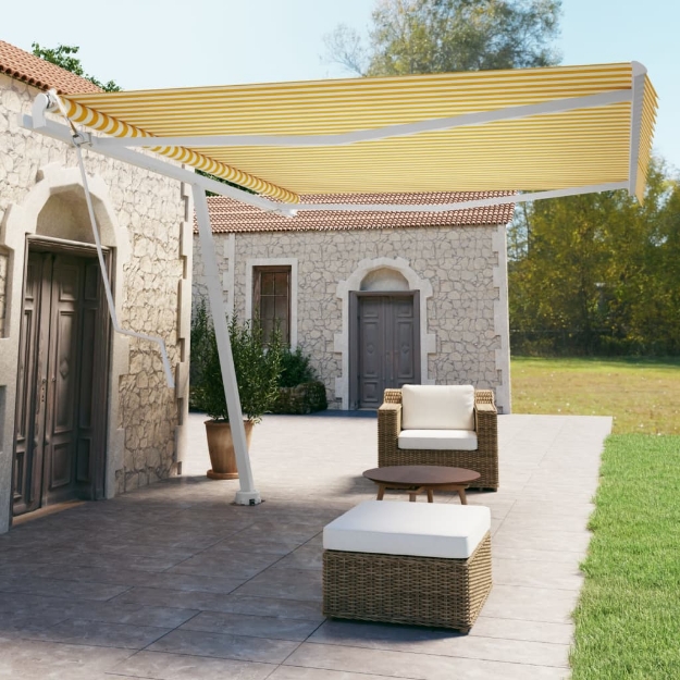 Tenda da Sole Autoportante Automatica 450x350 cm Gialla Bianca
