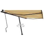 Tenda Retrattile Manuale con Palo 400x300 cm Giallo/Bianco