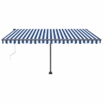 Tenda Automatica con Sensore Vento e LED 450x300 cm Blu Bianca