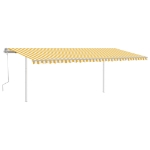 Tenda da Sole Retrattile Manuale con Pali 6x3m Gialla e Bianca