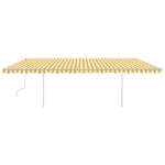 Tenda da Sole Retrattile Manuale con Pali 6x3m Gialla e Bianca