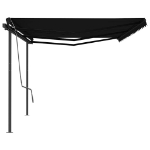 Tenda da Sole Retrattile Automatica con Pali 6x3 m Antracite