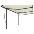 Tenda da Sole Retrattile Manuale con Pali 6x3,5 m Crema