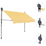 Tenda da Sole Retrattile Manuale LED 250 cm Bianca e Arancione