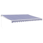 Tenda da Sole Retrattile Blu e Bianca 4x3 m Tessuto e Alluminio