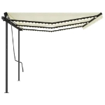 Tenda da Sole Retrattile Manuale con LED 6x3 m Crema