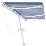 Tenda da Sole Retrattile Manuale con LED 600x300cm Blu e Bianco