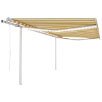 Tenda Automatica con Sensore Vento LED 4x3 m Gialla e Bianca