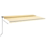 Tenda da Sole Retrattile Manuale LED 600x350 cm Giallo Bianco