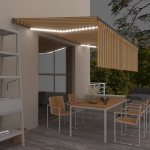 Tenda Sole Retrattile Manuale Parasole LED 5x3m Gialla Bianca