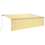 Tenda Sole Retrattile Manuale Parasole LED 5x3m Gialla Bianca
