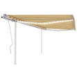 Tenda da Sole Retrattile Manuale con LED 4,5x3,5m Gialla Bianca