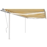 Tenda da Sole Retrattile Manuale con LED 4,5x3,5m Gialla Bianca