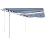 Tenda Automatica con Sensore Vento e LED 4x3 m Blu Bianca