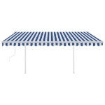 Tenda Automatica con Sensore Vento e LED 4x3 m Blu Bianca