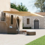 Tenda da Sole Autoportante Manuale 600x300 cm Gialla Bianca