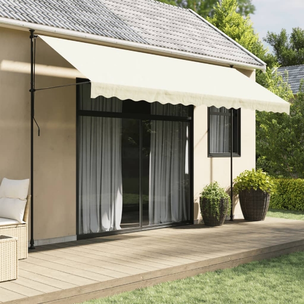 Tenda da Sole Retrattile Crema 400x150 cm in Tessuto e Acciaio