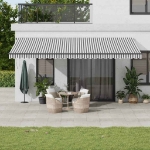 Tenda da Sole Retrattile Manuale Antracite e Bianco 600x300 cm
