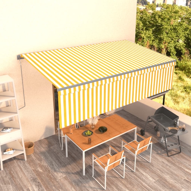 Tenda Retrattile Automatica con Parasole 5x3m Gialla Bianca
