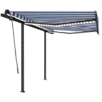 Tenda Automatica Sensore Vento e LED 3,5x2,5 cm Blu e Bianca