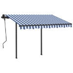Tenda Automatica Sensore Vento e LED 3,5x2,5 cm Blu e Bianca
