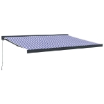 Tenda da Sole Retrattile Blu e Bianca 4x3 m Tessuto e Alluminio