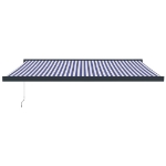 Tenda da Sole Retrattile Blu e Bianca 4x3 m Tessuto e Alluminio