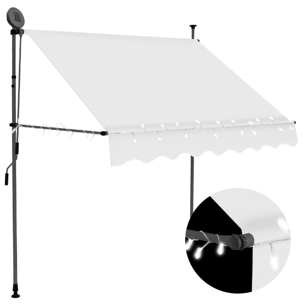 Tenda da Sole Retrattile Manuale con LED 100 cm Crema