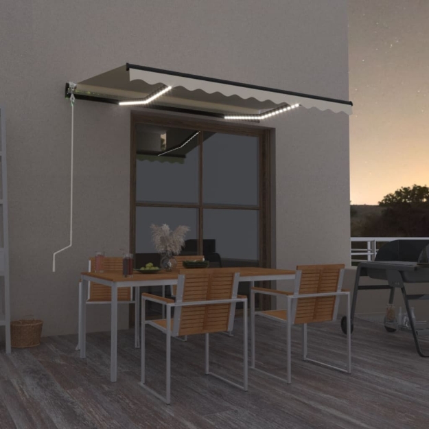 Tenda Automatica con Sensore Vento e LED 350x250 cm Crema
