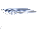 Tenda da Sole Retrattile Manuale con LED 400x300cm Blu e Bianco