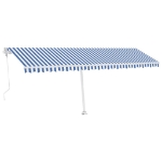 Tenda Automatica con Sensore Vento e LED 600x300 cm Blu Bianca