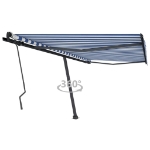 Tenda Retrattile Manuale con Palo 450x300 cm Blu/Bianca