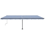 Tenda da Sole Autoportante Manuale 600x300 cm Blu Bianca