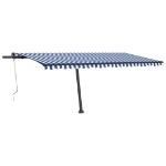 Tenda Automatica con Sensore Vento e LED 500x350 cm Blu Bianca
